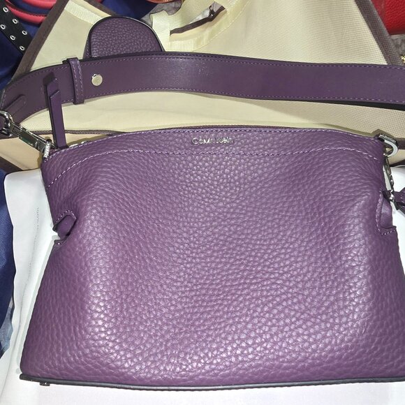 Calvin Klein Cypress Top Zip Convertible Crossbody w/Pouch PURPLE - Picture 2 of 6
